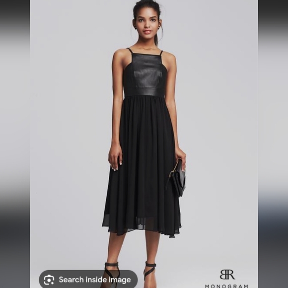 Banana Republic Dresses & Skirts - Banana Republic Black Leather and Chiffon Midi Dress.Pit To Pit 17".